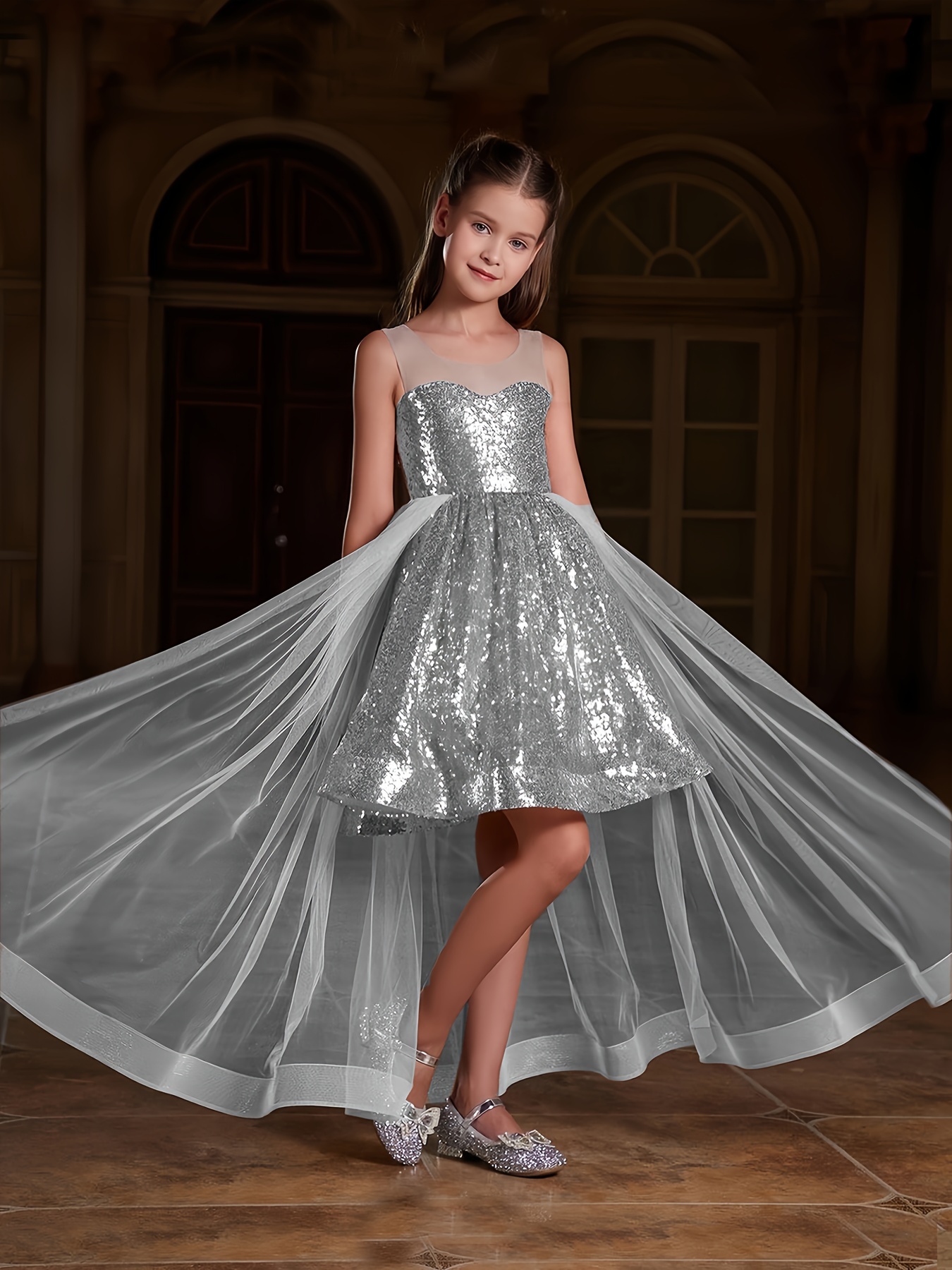 robe longue filles perles paillettes performances violon Temu France