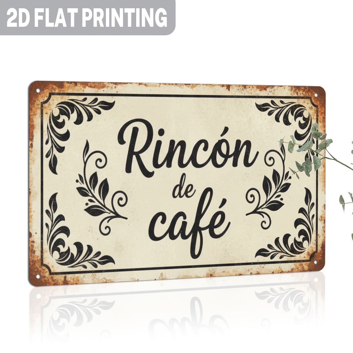 TEMU Letrero de Pared Metálico Vintage Español " de Café" - Decoración Rústica para Cafetería, 1 Pieza, 8x12 Pulgadas, Hierro Duradero, para