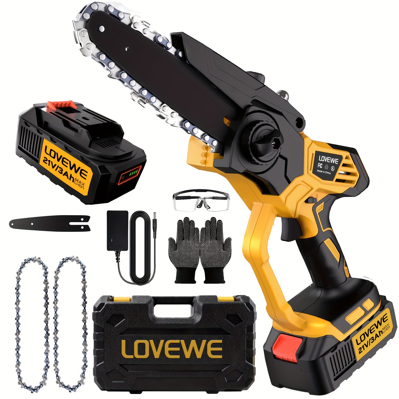 

Mini Chainsaw Cordless, 6 Inch Handheld Electric Chain Saw With 3.0ah Battery, 23ft/s Speed - Automatic Chain Tensioning & Auto Oiler For Tree Branches, Courtyard, Household, And Garden (yellow)