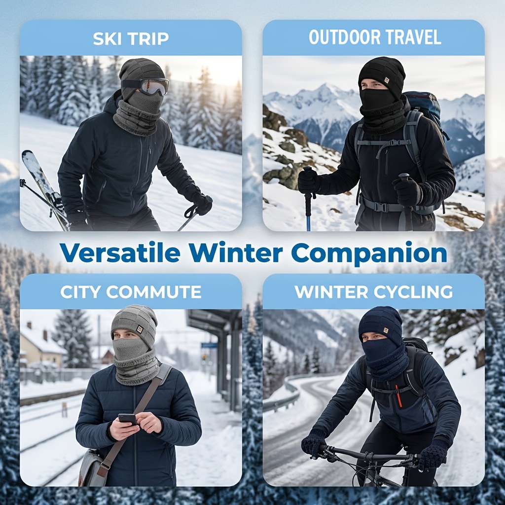 Winter Plush Lined Ear-Covering Hat Set Unisex