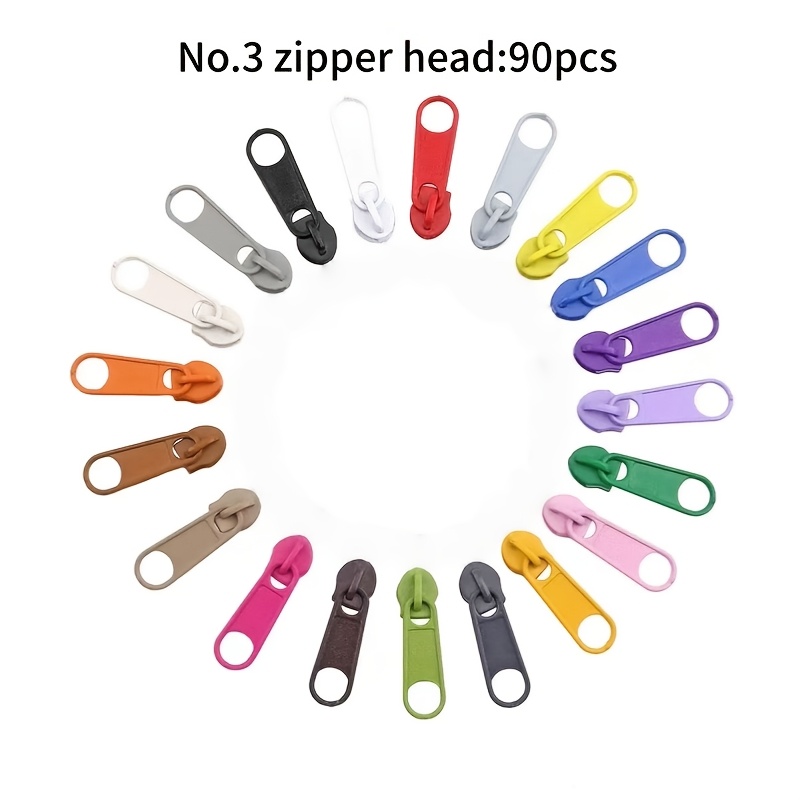 E-shop 90 Langlebige Reißverschluss-Zipper Nr. 3 - Farbige Aluminiumlegierung-Schieber, Geeignet für Gepäck, Kleidung Accessoires, DIY