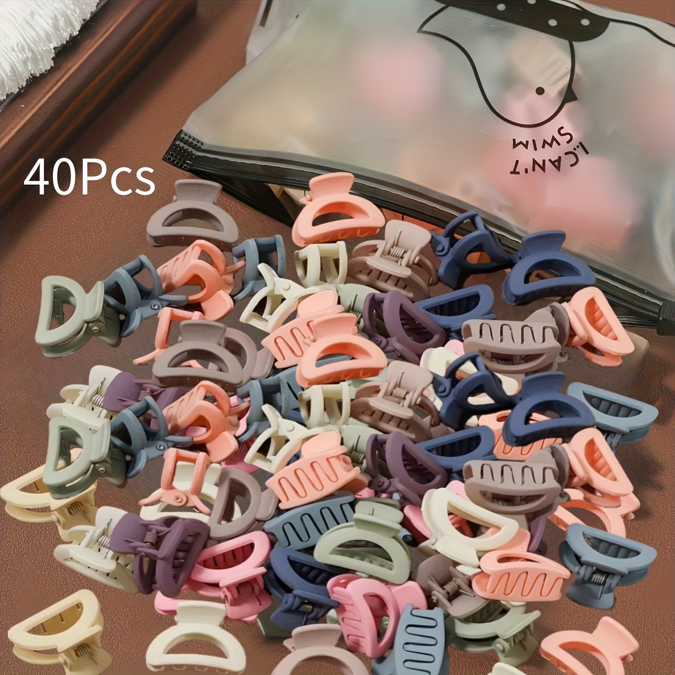TEMU 40pcs Colorful Mini Hair Clips Set - Cute & Simple , 2cm Plastic Claws In Colors For Bangs & Styling, Hair Accessories For & Adult