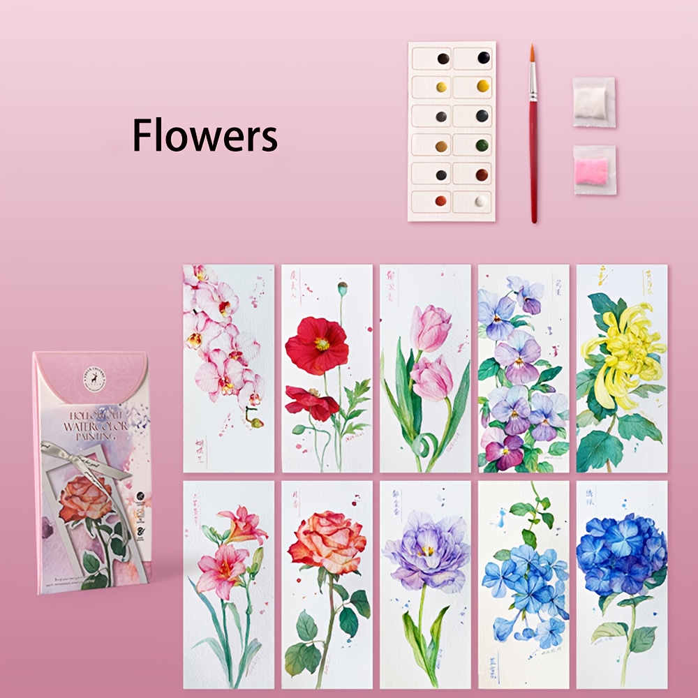 Image of 10sheets/set Watercolor Bookmark Painting Set Watercolor Paper Sketchbook Portable Handmade Bookmark Coloring Painting Paper For Holiday Party Gifts (professional Art Use)