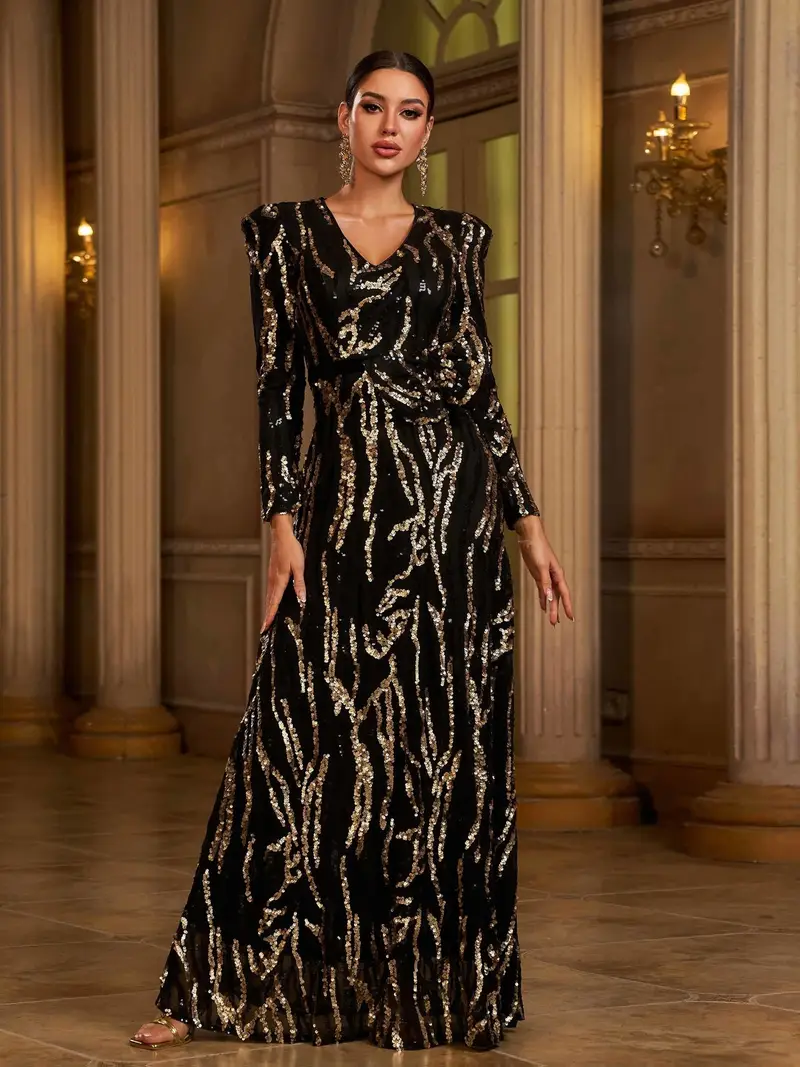 long sleeve sequin maxi dress meilun for Women Formal Evening Gowns Sparkly V Neck Blue Dress for Wedding Guest,XS : Clothing, Shoes & Jewelry Designed with a sleek turtleneck and long sleeves womens v neck long sleeve