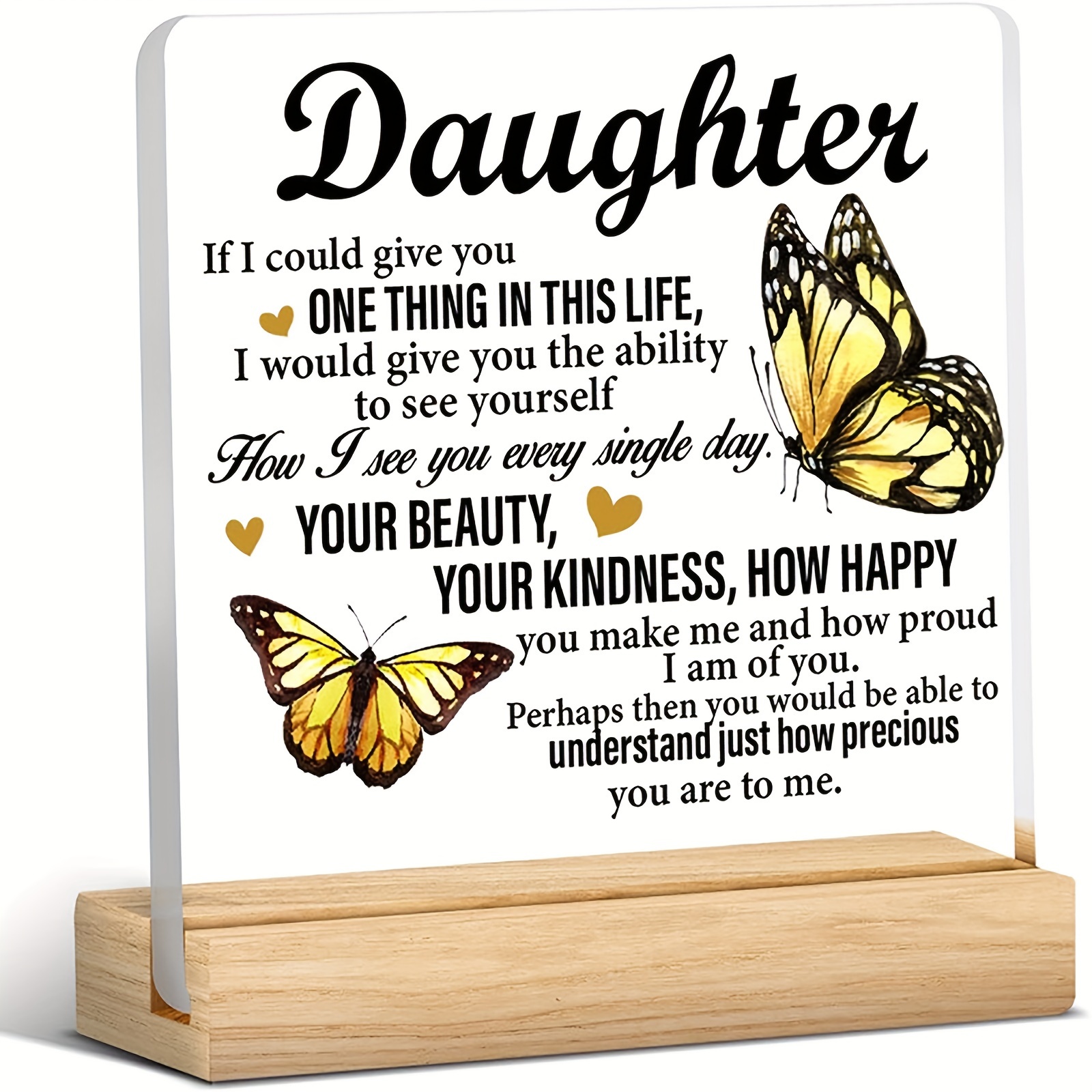 

1pc, Gifts For Mom From Son Daughter, Acrylic Desk Plaque Sign Keepsake Meaningful Gifts (with Wooden Stand)