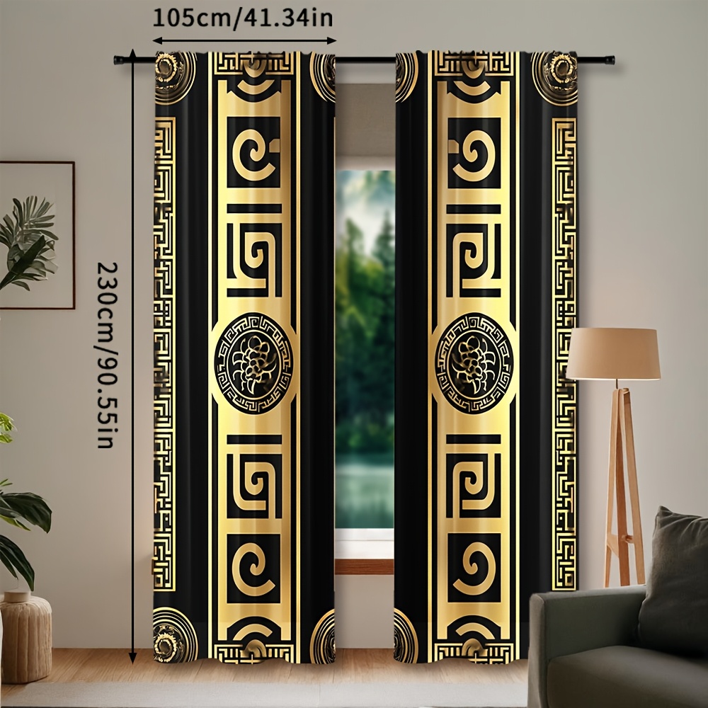 TEMU 2pz Tende in Poliestere Traslucido con Stampa , Design con per per Decorazione di Soggiorno e Camera da Letto, Lavabili in Lavatrice, Tende per