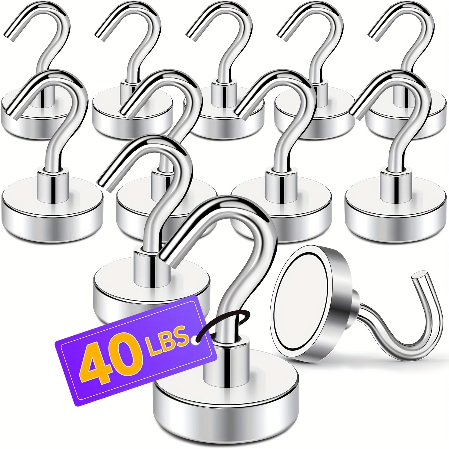 Image of Magnetic Hook, 40 Lbs (. 18.1kg) Heavy Duty Magnetic Hook, Magnet With Hook, Suitable For Cruise Ship Cabins, Magnetic Barbecue Grill For Refrigerator, Kitchen, Key Holder
