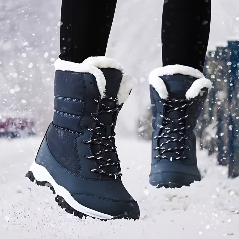 dames pluche gevoerde snowboots, pluizige harige instapper thermische  enkellaarzen, winterwarme platte laarzen - damesschoenen - Temu