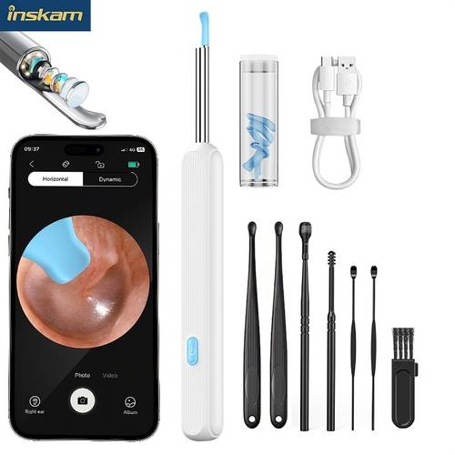 7pcs ear cleaning kit with camera light and 6 ear spoons smart rechargeable ear cleaner with lithium battery formaldehyde plastic and construction safe and home ear cleaning tool