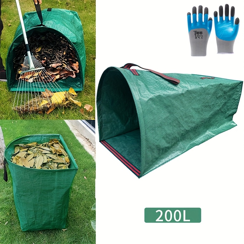 

2 Bags, 53 Gallon Reusable Garden Garbage Bags With A Capacity Of 200l, Gardening Containers, Bags, Leaf Litter Bags, Used For Collecting Yard Leaves And , Of Gloves Are As Gifts