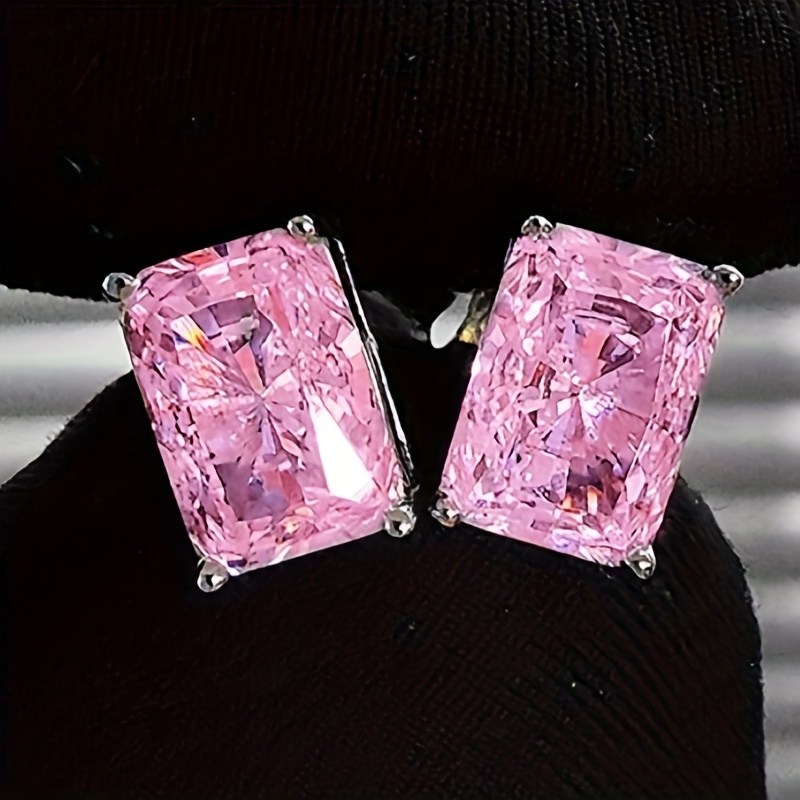 Women's Classical Square Zirconia Stud Earrings, Elegant Wedding