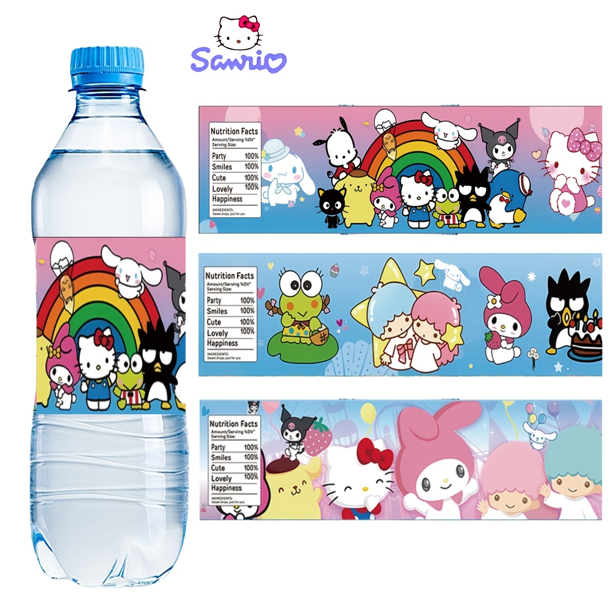 

Sanrio Hello Kitty Waterproof Stickers, 10pcs - Cartoon Themed, , Self-adhesive For Decor, Birthday Celebrations, And Office Supplies