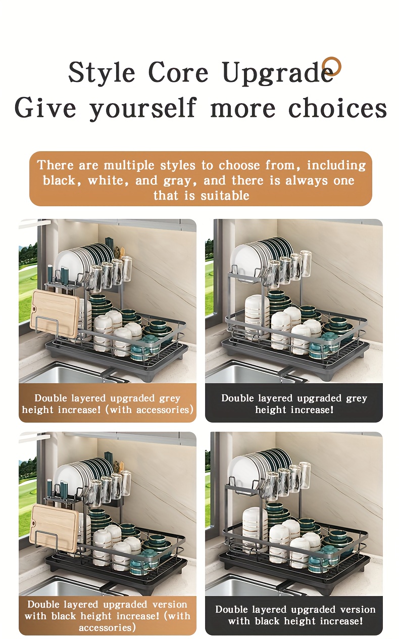 Double Tier Large Metal And Carbon Steel Cutlery Rack for Kitchen Countertop, Space Saving And Durable, with Knife, Fork And Cup Holders And Draining Board, Rustproof Large Two Tier Metal Cutlery Rack, Make The Kitchen More Concise And Organized. 18 Double Tier Large Metal And Carbon Steel Cutlery Rack for Kitchen Countertop, Space Saving And Durable, with Knife, Fork And Cup Holders And Draining Board, Rustproof Large Two Tier Metal Cutlery Rack, Make The Kitchen More Concise And Organized.