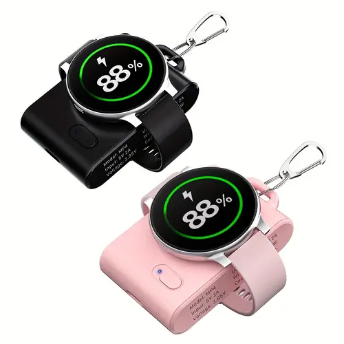 2000mah magnetic keychain watch charger portable emergency bank watch charger for samsung galaxy watch 6 6 5 le 4 4 classic 3 3classic active 2 s4 s3 s2 active 1 2 in 1 magnetic charging solution