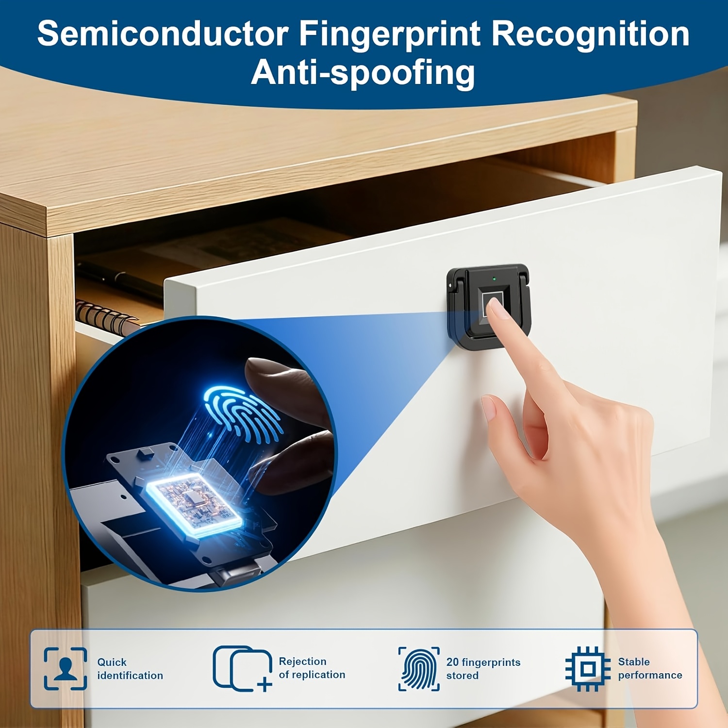 Intelligent Fingerprint Drawer Lock, Keyless Biometric Security