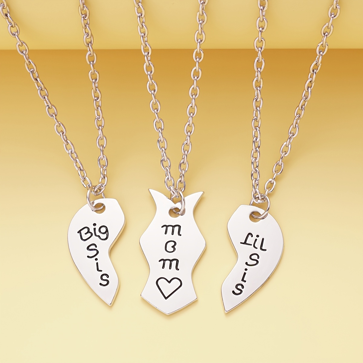 3pcs Set Cute Geometric Shape Pendant Necklace for Women