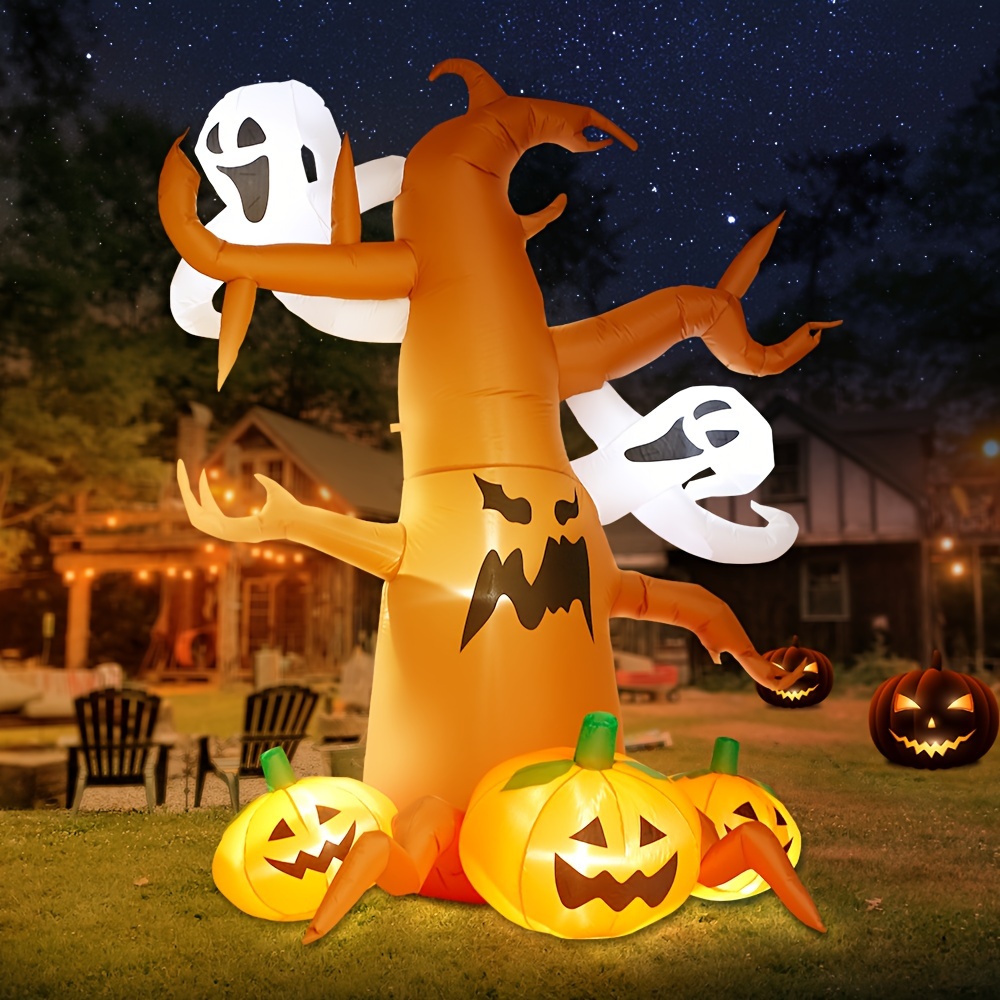 

8 Ft Halloween Inflatable Decorations Spooky Tree With Ghost And Pumpkins, Outdoor Holiday Decor Blow Up Halloween Yard Decor, Led Lights Inflatables Outdoor Garden Lawn Halloween Decoration