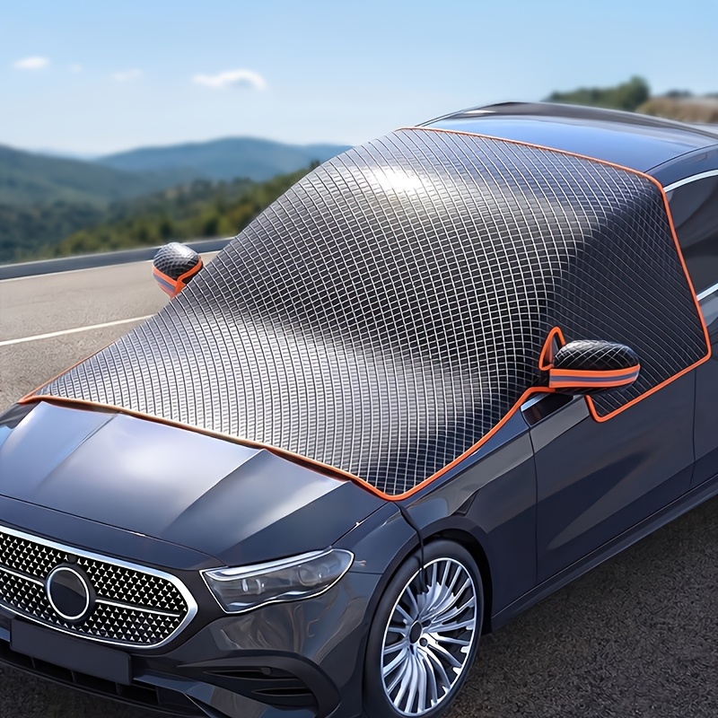 magnetic reinforced 3pcs car sun shades orange reflective strips secure magnetic install full coverage physical heat glare block foldable universal for sedans suvs privacy interior guard durable essential car accessory
