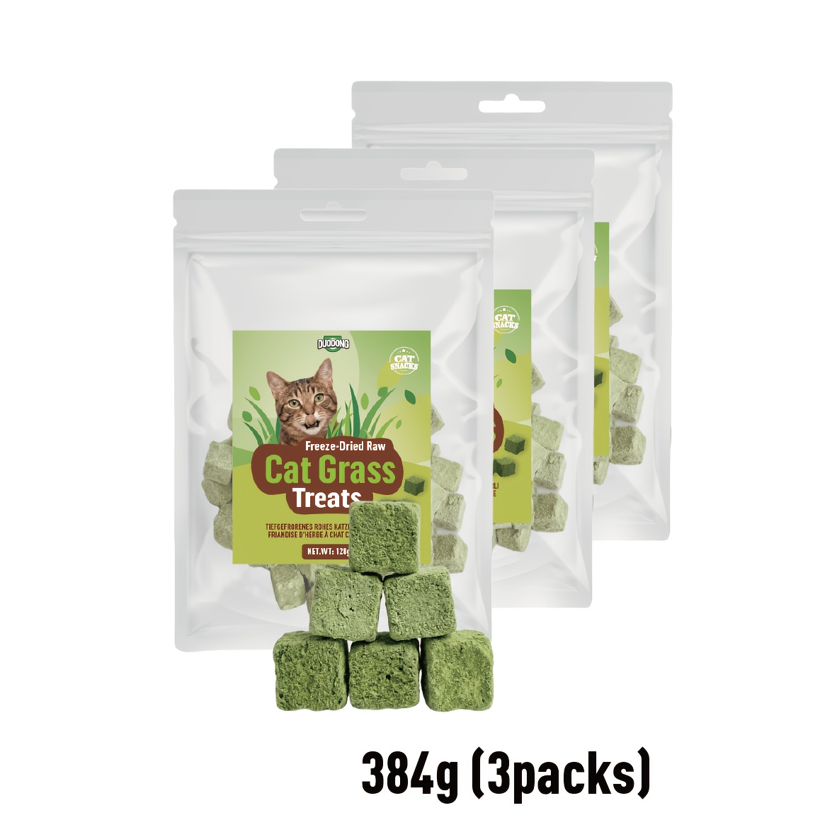 Freeze-dried Cat Grass Treats For Hairball Control, Grass Sticks For Teeth Cleaning &
