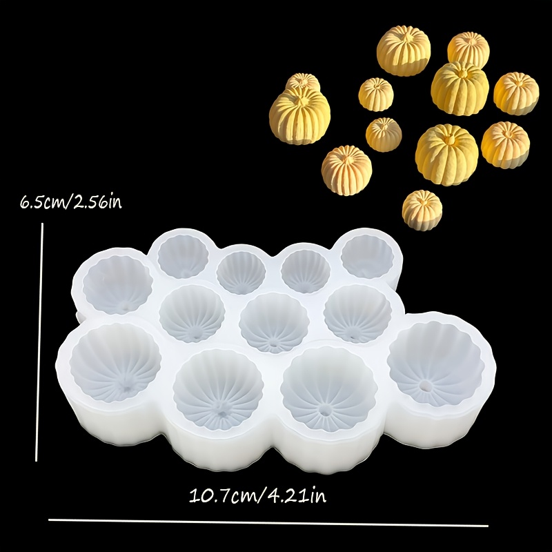 TEMU Stampo per in resina, Stampo in silicone a forma di zucca; Uno stampo pu簷 produrre 12 ornamenti a forma di zucca di dimensioni; ; per realizzare
