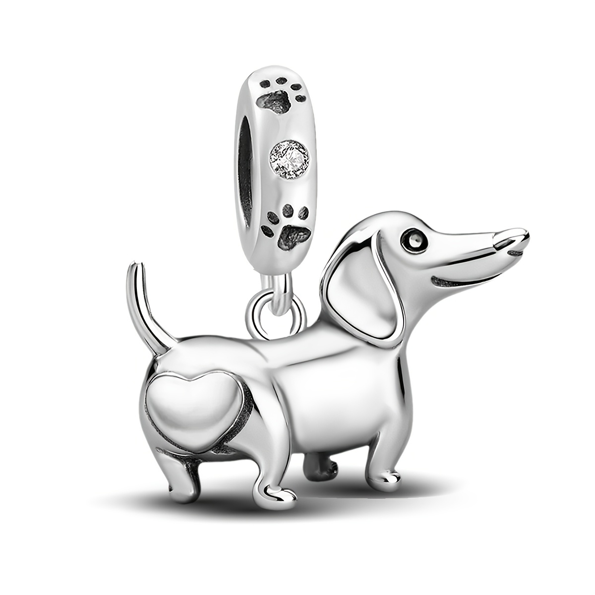 TEMU 1pc Smiling Dachshund Beaded Pendant For Women's Jewelry, 925 Silver Plated, New Year Promotion Valentine's Day Mother's Day Party Birthday