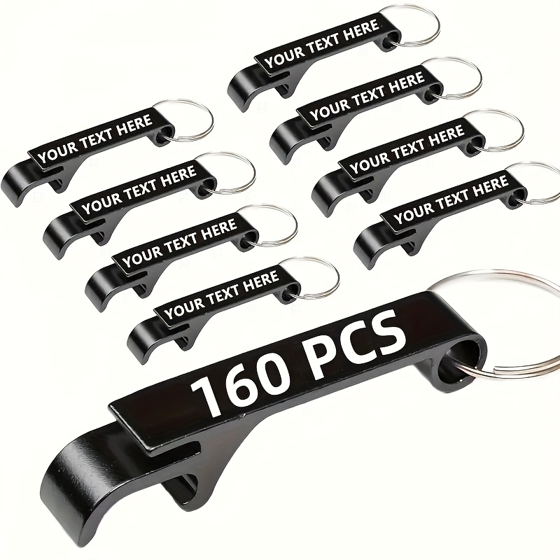TEMU 160pcs Customizable Metal Bottle Opener Keychains - Personalized Engraved Text, Durable & Lightweight, Ideal For Weddings, Parties, Corporate