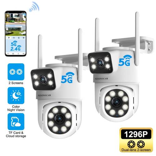item picture 2pcs wireless security camera system ptz surveillance with 355 pan tilt zoom ai human detection color dual lens fhd 1296p two way app control suitable for business cctv