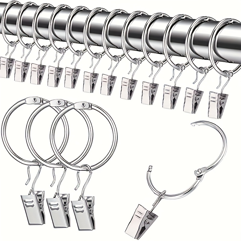 50pcs Curtain Clip Set With 38mm Inner Diameter Hook Design, Silvery Universal No-drill Curtain Accessories