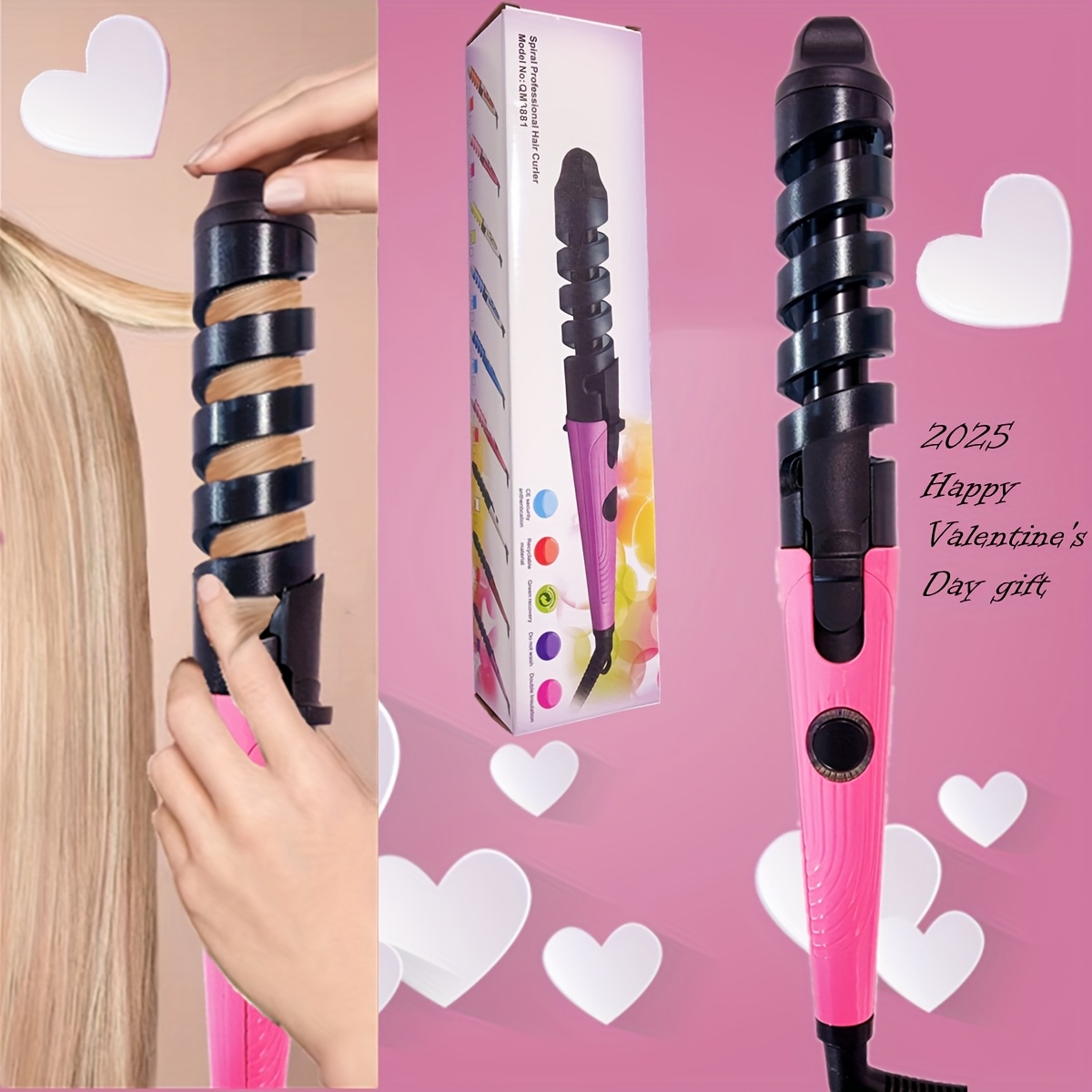 

Us Plug Professional Hair Curler Hair Curling Wand Spiral Hair Roller, Perfect Gift For Woman Ladies