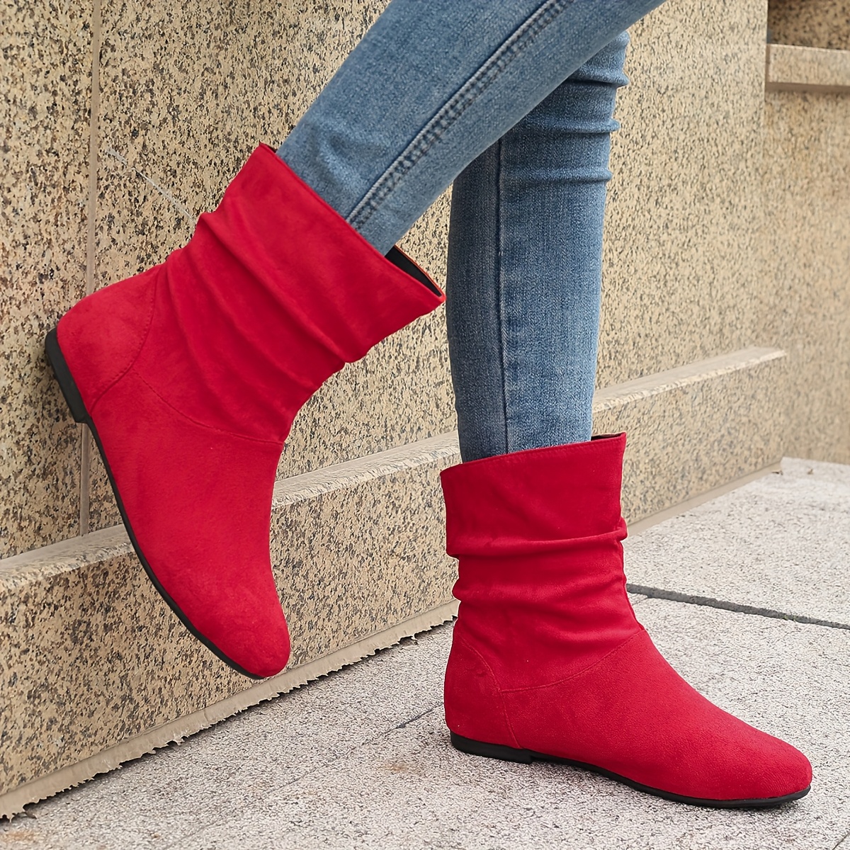 velvet flat boots