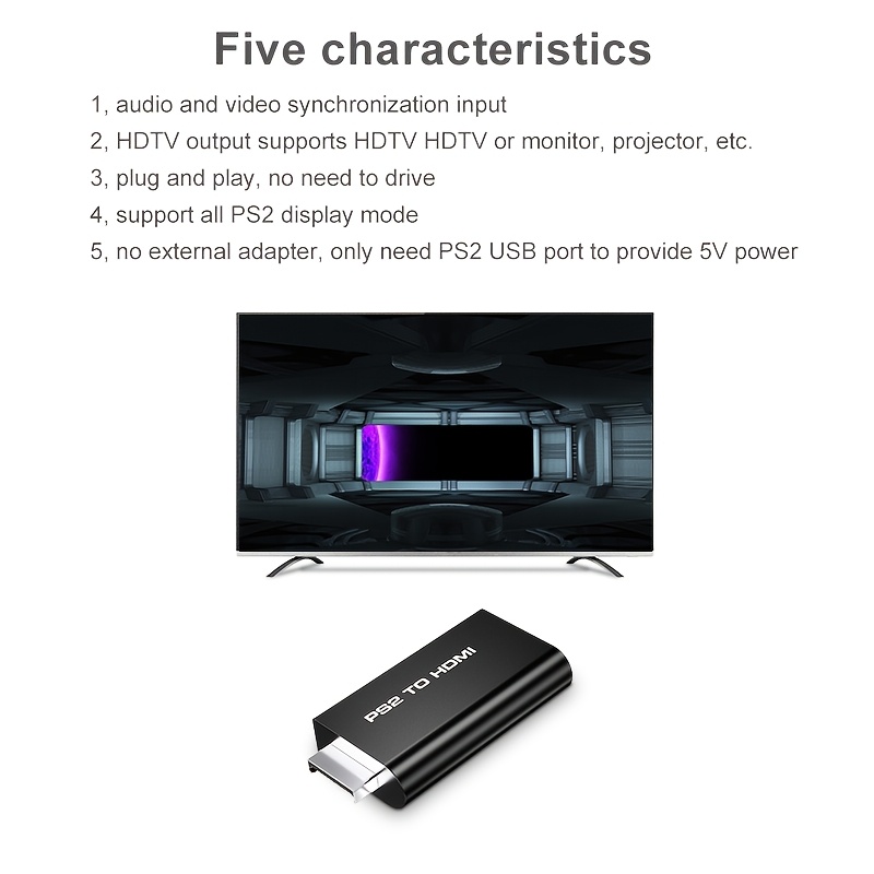 PS2 към hdTV конвертор PS2 към hdTV видео адаптер конзола за hd интерфейс аудио и видео адаптер