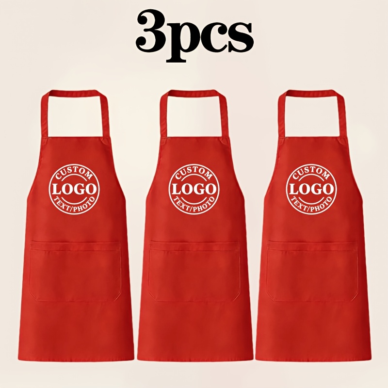 TEMU 3pcs Set Of Custom Personalized Photo Chef Aprons, Adjustable Elastic Waist Aprons, Suitable For Kitchen Aprons, With Pockets, Ideal Gift For
