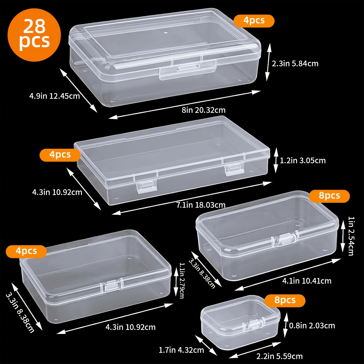TEMU Tomnk 28pcs Small Plastic Storage Boxes Craft Organizers Rectangular Containers With Lids For Bead, Jewelry, Office Supplies Small Items,
