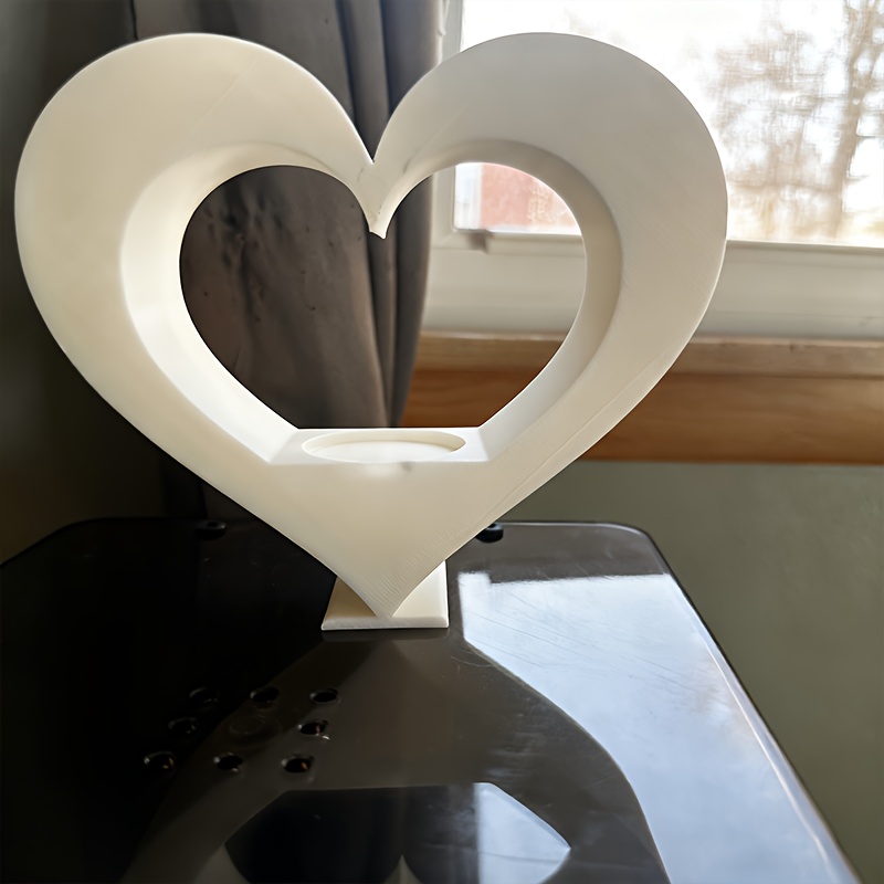TEMU 1pc Heart-shaped Tea Light Candle Holder, Indoor Home Decor Craft, Suitable For Weddings, Christmas, Halloween. Heart Pattern Makes It A For