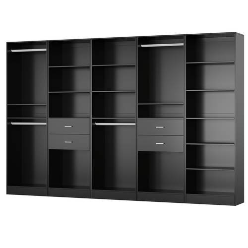 organizador de armario de 24.8 con cajones, barras para colgar y estantes, disponible en 5 estilos, diseñado para armarios de madera de entrada, sistemas de armario modulares adecuados para entradas, dormitorios y salas de estar, en