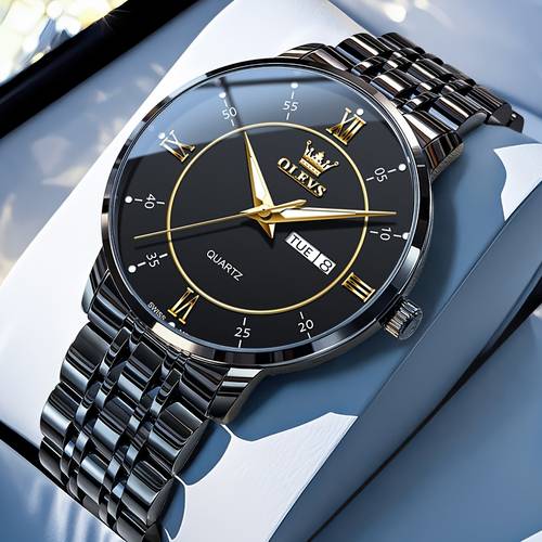 top brand luxury movement quartz watch for men solid stainless steel week date mens wristwatches teens clock
