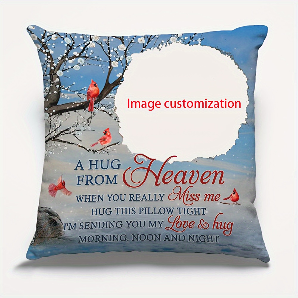 

1pc Customizable Short Plush Pillowcase With 18x18 Inch, Short Plush Single Side Print Ideal Personalized Commemorative Pillowcases As Gifts For Lost Loved Ones - Commemorative Gifts, Mourning Gifts
