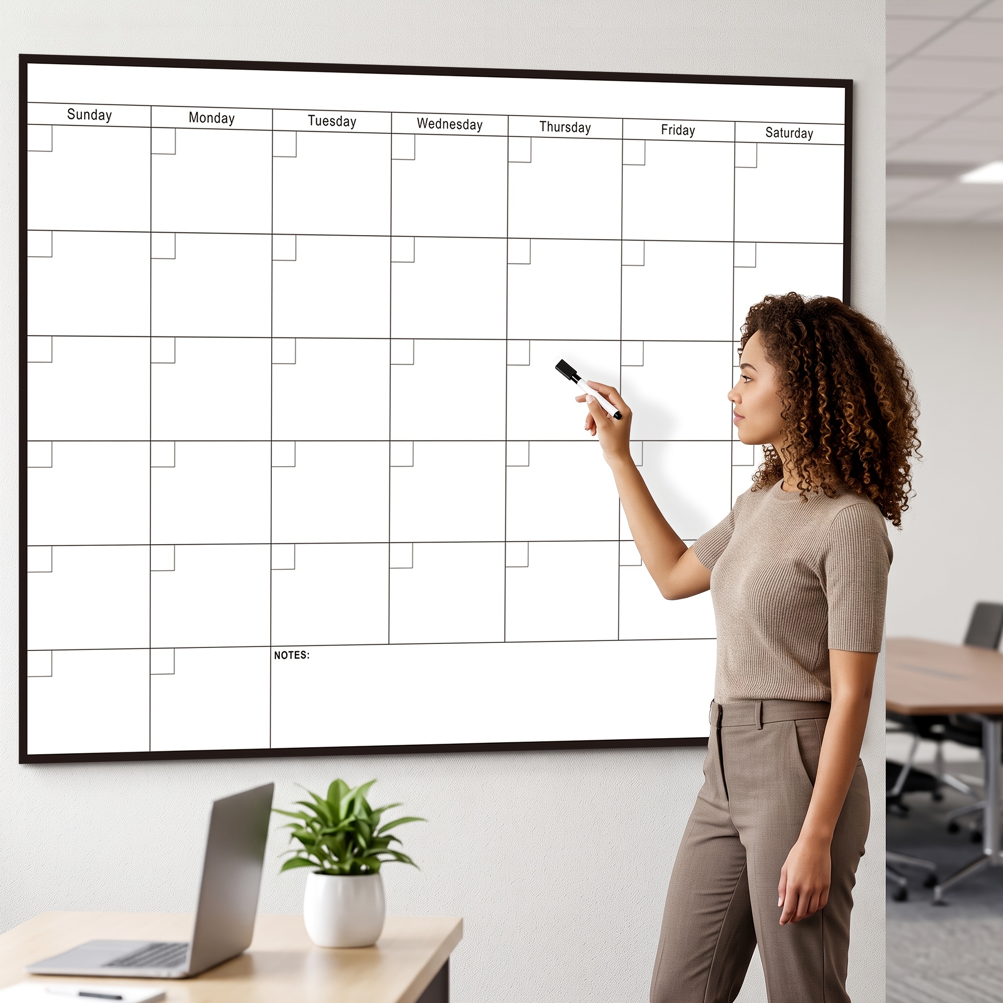 TEMU 59×44 Inch Extra Large Undated Dry Erase Calendar Suitable For Home, Office, School & Team Projects - Reusable Oversized Whiteboard Monthly