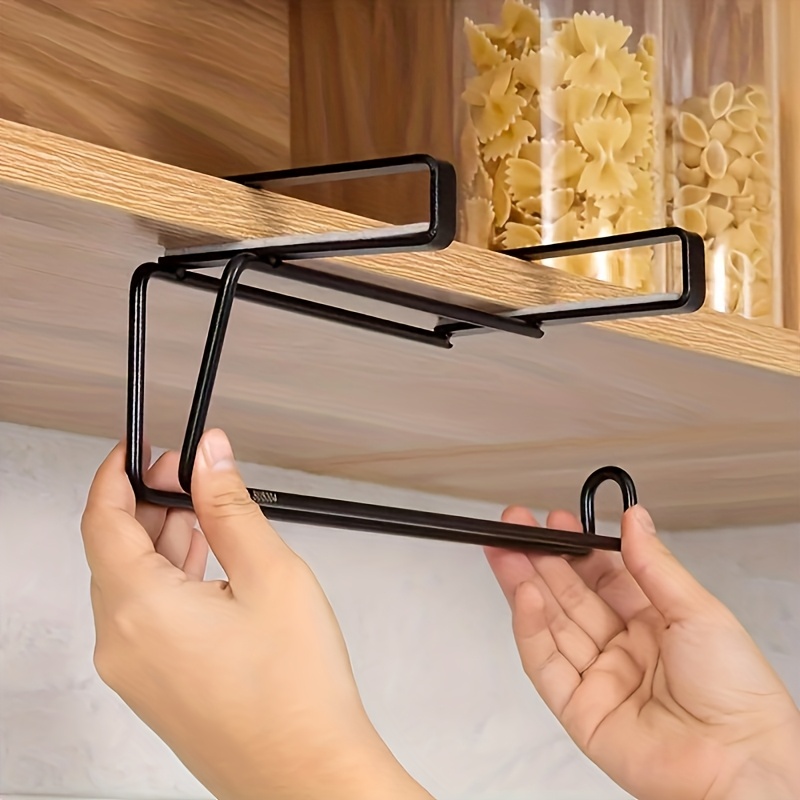 

Easy-install Black Metal Paper Towel Holder - Wall-mounted, No-drill Design For Kitchen & Bathroom Organization