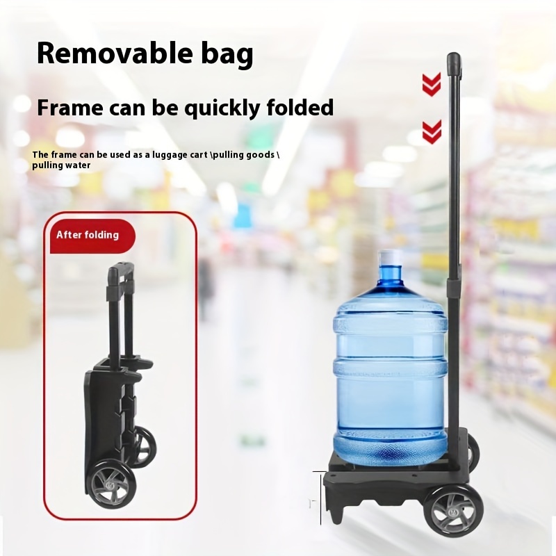 Collapsible Shopping Cart with Telescopic Tie Rod: Large Bearing PU Wheel, Raised and Widened Base, Double-Layer Insulation, Load up to 110.23LB