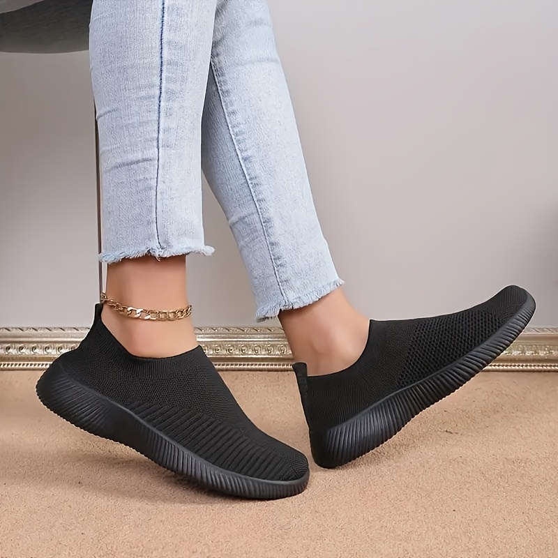 ženske lagane pletene patike - ultra-ležerne, ekstra prozračne sportske cipele, slip-on patike  -  konstrukcijom i udobnom ravnom petom - savršene za šetnje na otvorenom i opuštene prohodice 4