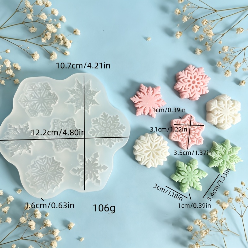 TEMU Cross-border 7-link Snowflake Shaped Scented Candle Silicone Mold Home Decoration/gift Ornament Gypsum Mold, Handmade Epoxy Resin Casting Mold,