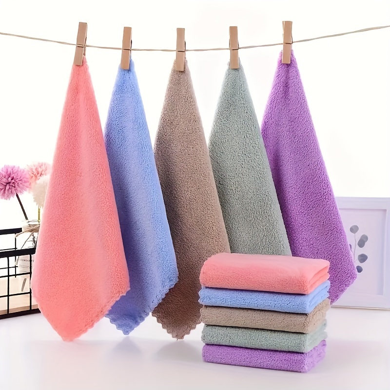 

5-pack Coral Fleece Washcloths, 24x24cm, Soft Absorbent Microfiber Kitchen Dish Towels, Unisex Adult Facial Cleansing Cloths, -free, Fragrance-free, Hypoallergenic, Multifunctional Bathroom Towels