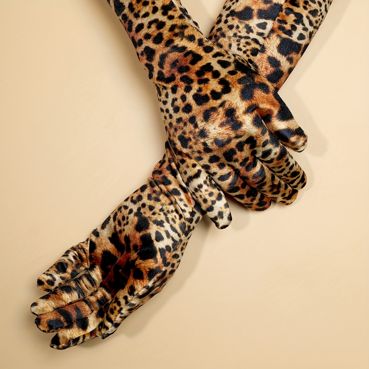 

Women's Velvet Leopard Print Party Performance Gloves, Style, Polyester And Spandex, Hand Wash Only