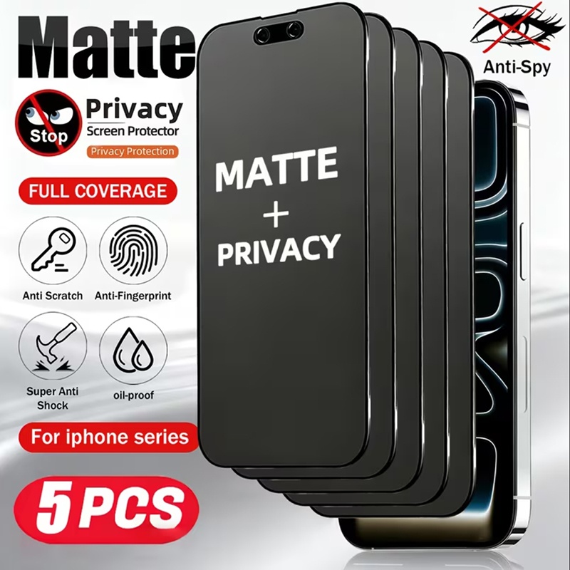5 pack ceramic matte anti   matte privacy ceramic screen protector for iphone 17 pro max 17 pro 17 air 16 pro   pro 15 pro max 15 pro 15 14 pro max 14 plus 13 pro max 12 mini 11 x xr 8 7 6plus anti fingerprint easy to apply