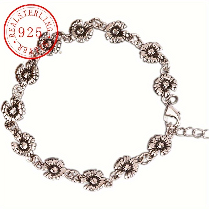 TEMU A Vintage Sunflower Pendant Bracelet, 925 Sterling Silver, Gift For Women, An October Birthstone, And Jewelry For .