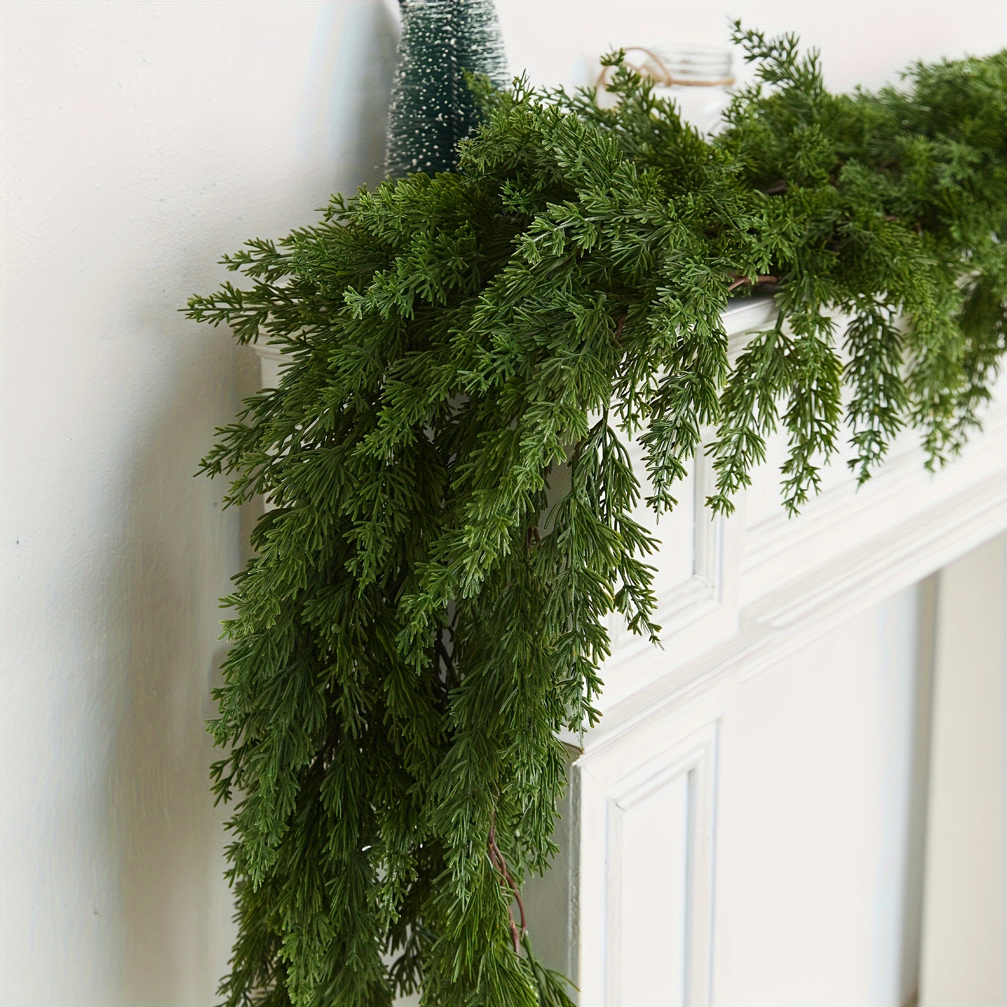 

1pc 1.9m Narrow Greenery Garland, 72 Heads, , Plastic, For Thanksgiving & Christmas Decor, Fall/winter Doorway & Hanging, Table Centerpiece, Staircase Wrap, Outdoor Accents