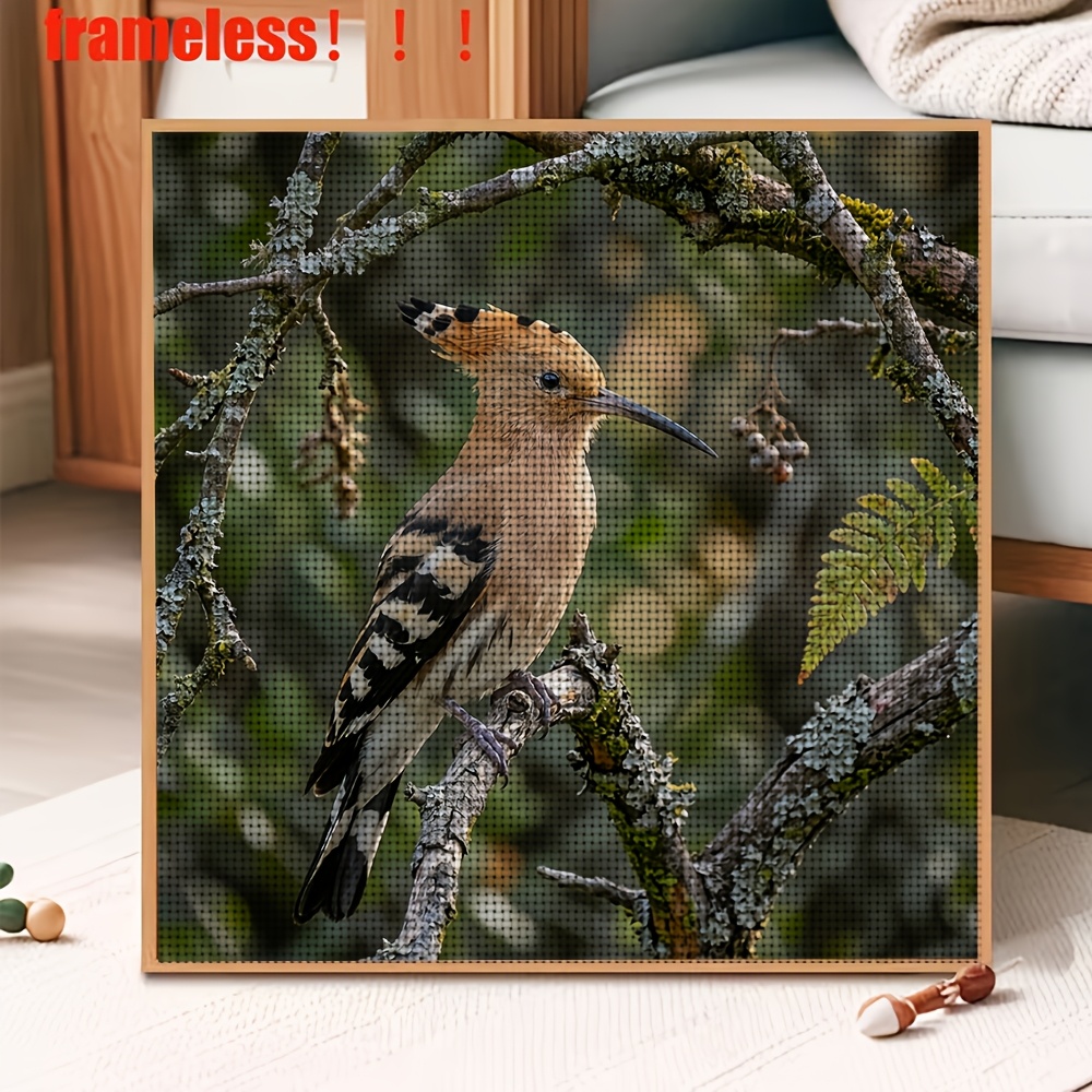 DIY Magpie Perched on Mossy Branch Cross-Stitch Kit
