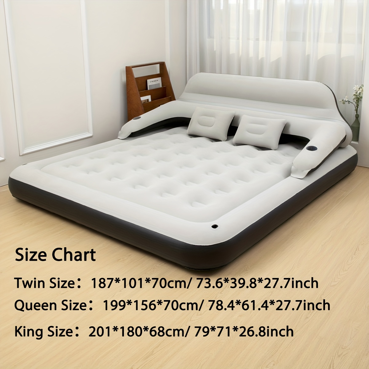 luxury heavy duty air mattress sofa bed headboard pillows Temu