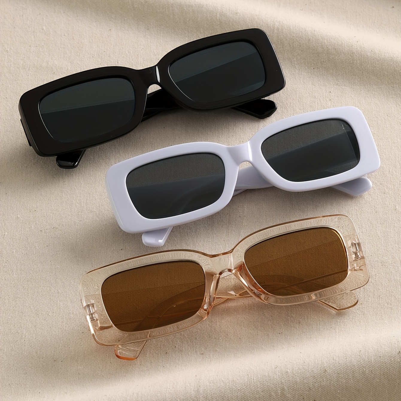 

3-pack Y2k Rectangular Fashion Glasses For Women, Hip-hop Eyewear For Travel, Beach Parties, And Club Fashion Accessory